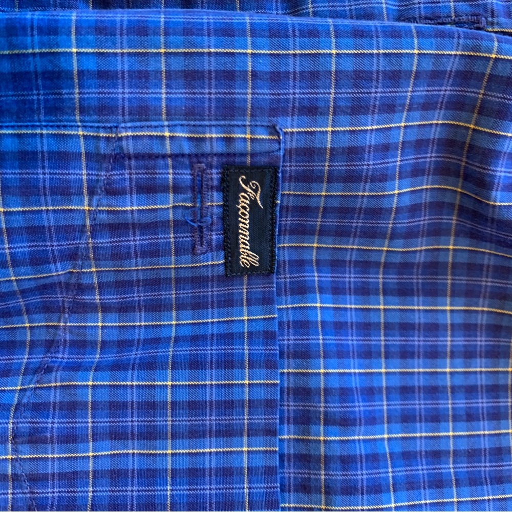 Faconnable Blue Checkered Button Down - image 4